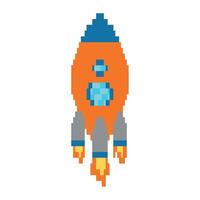 Pixel rocket ship illustration vector