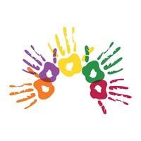 Colorful handprints on a white background vector