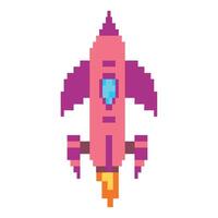 Pixel art space rocket illustration vector