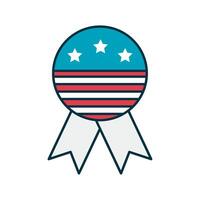 The american flag ribbon is shown in a flat line icon vector