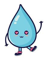 A cartoon water drop character with a heart vector