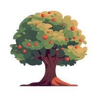 An apple tree with red apples on it vector