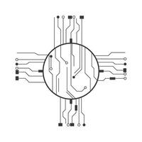 Circuit board with a circle in the middle vector