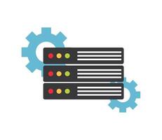 Server with gears and cogs icon illustration vector