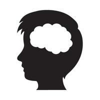A silhouette of a man's head with a brain in the middle vector
