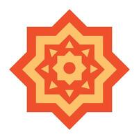 A red and orange star with a geometric pattern vector