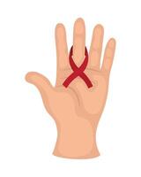 A hand with a red ribbon on it vector