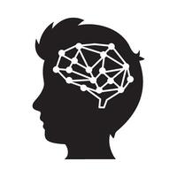 A silhouette of a man's head with a brain connected to it vector