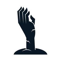 A hand reaching up to the sky with a black silhouette vector