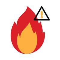 A fire with a warning sign on it vector