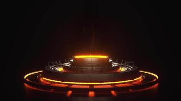 Sci Fi neon glowing portal in dark background animation. 4K Loop video