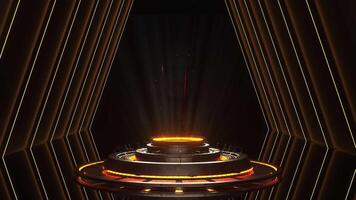 Sci Fi neon glowing portal in dark background animation. 4K Loop video