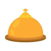 A yellow bell with a wooden stand on top vector