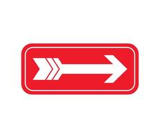 A red and white arrow sign with an arrow pointing to the right vector