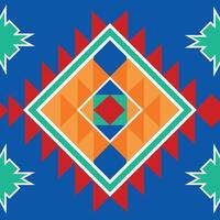 A colorful native american style pattern on a blue background vector