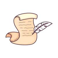 An old parchment scroll with a feather and ink vector