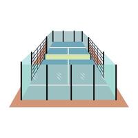 A tennis court with net and netting vector