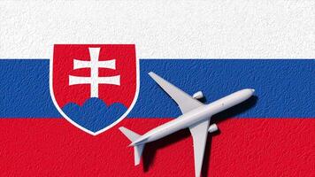 Slovakia National Flag And Airplane Fly. Aircraft Flies To Country. Flight And Travel Concept video