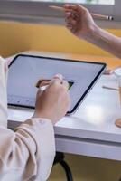 Smooth Focus, group of web designers are working together to develop mobile responsive website with UI UX Front End Designer Previewing. website designers in form of mobile applications with UI UX photo