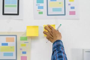 Smooth Focus, group of web designers are working together to develop mobile responsive website with UI UX Front End Designer Previewing. website designers in form of mobile applications with UI UX photo