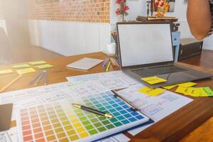 Smooth Focus, group of web designers are working together to develop mobile responsive website with UI UX Front End Designer Previewing. website designers in form of mobile applications with UI UX photo