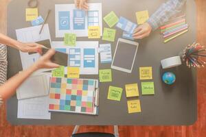 Smooth Focus, group of web designers are working together to develop mobile responsive website with UI UX Front End Designer Previewing. website designers in form of mobile applications with UI UX photo