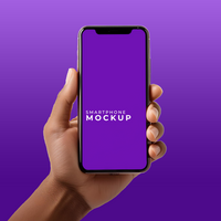 Hand Holding Smartphone Mockup for Product Presentation psd