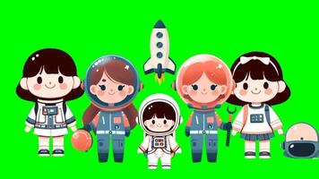 Space-Themed Astronaut Popup on Green Screen video