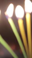 Lighting A Candle With A Match To Get A Romantic Candlelight. Amazing andles and candlesticks are on the table. Stay lights with the peaceful background of religious ceremony. video
