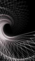 White wires with rays of light rotating. Animation of dynamic motion on black background. video