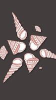 Animated Hand Drawn Summer pattern design. Beach objects Isolated on White Background. Vintage Style Vertical Texture. Palm Leaves Sea shell Seastar and watermelon slices. Summer Motion Backdrop video