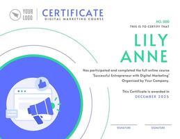 Digital Marketing Certificate template