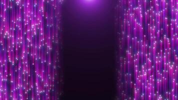Abstract digital background with glowing neon particles flying up and down. movement of a stream of luminous bright lines and colored particles. Seamless loop abstract background video