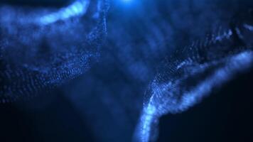 Abstract glowing wave of particles and dots moving on blue background, big data visualization, futuristic and digital background, 3D, 4K, seamless loop video