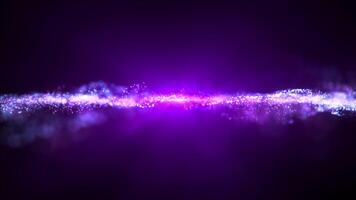 Abstract glowing magic wave, consisting of glitter particles and bright glowing fairy dots, moves on a dark background, 3D, 4K, seamless loop. video
