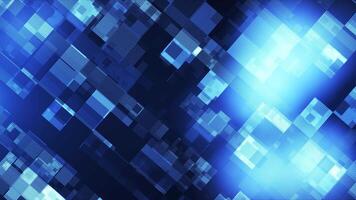 Digital background with particles and geometric shapes, abstract cyber scene. data analysis technology, network concept, big data, computer technology concept. Seamless loop video