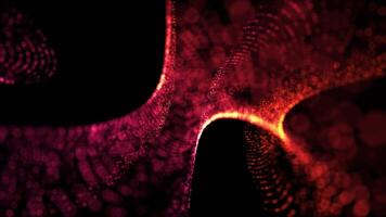 Abstract animation of a high-tech spiral made of particles and dots. Rotation of a bright glowing digital wave. video