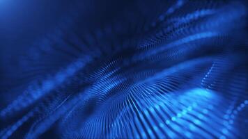 Abstract glowing digital cyber wave composed of particles and dots moving on blue background, big data visualization 3D, 4K, seamless loop. video