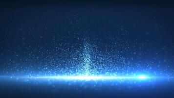 An abstract stream of which particles of light. Beautiful bokeh and shiny dots rise up and are illuminated by the light. Seamless loop animation video