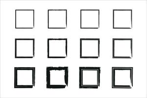 Black texture rectangle grunge frames collection. ink border design. Set of vintage photo frames template. vector