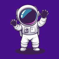 Cute astronaut character illustration, simple flat style design with minimal background, vector