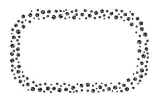 Rectangular frame with animal paw print ornament with blank space for text and images. Border of dog or cat paw prints. Frame with paw prints of pets for decoration of shop windows, websites, etc. illustration. vector