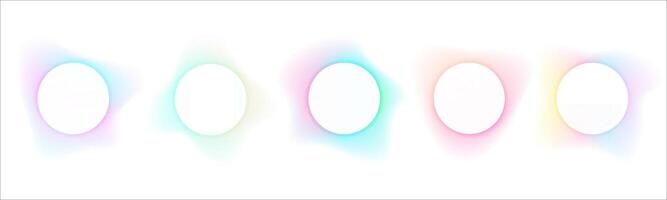 Collection of gradients with blurred frames abstract shapes. Set of futuristic glowing, neon colored with aura round frames for website design, banners . illustration vector