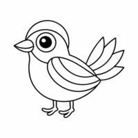Simple Single Line Art Drawing of Beautiful Xenops Bird Black and White Illustration vector