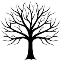 Black Silhouette of a Leafless Tree with Intricate Details Illustration vector