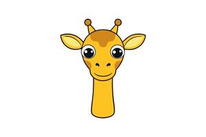 Symmetrical Cute Giraffe Face with Big Eyes Illustration vector