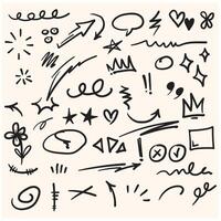 set of hand-drawn cartoony expression sign doodle With illustration style doodle and line art vector