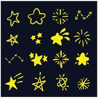 Various star and sparkle doodle hand drawn for element With illustration style doodle and line art vector