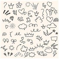 Hand drawn marker simple elements set vector