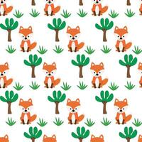 Cute fox pattern fabric background vector